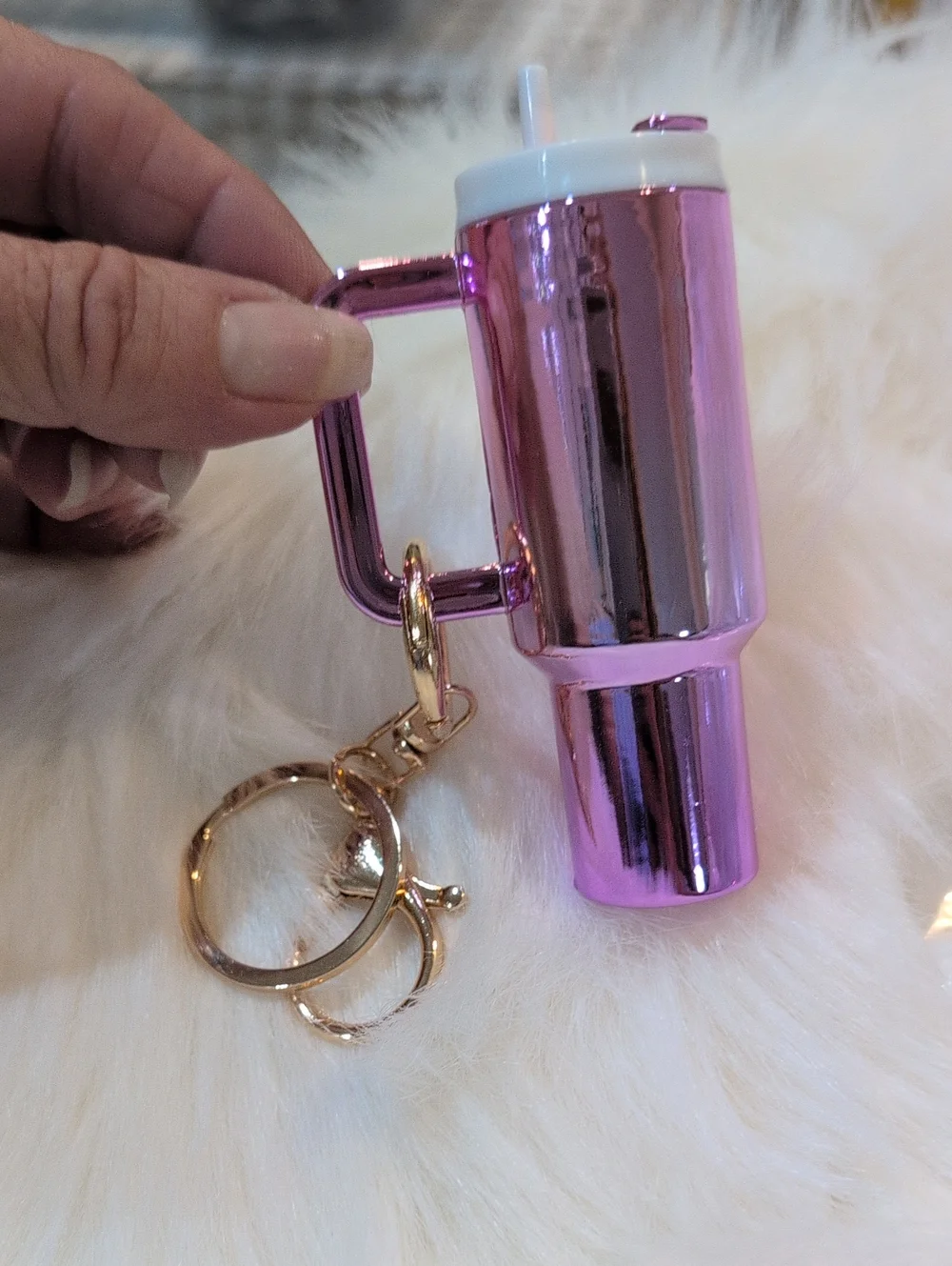 Pink/Purple Metallic Tumbler Keychain Bagcharm
